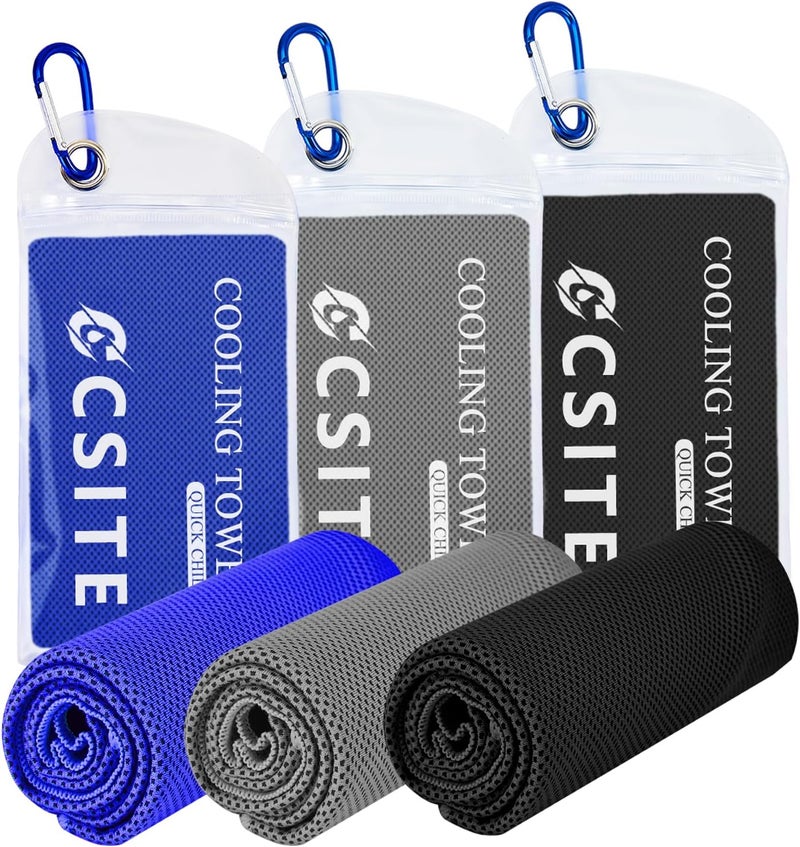CASITE 3 Pack Cooling Towels (47"x12") for Neck and Face, Ice Towel for Hot Weather, Soft Breathable Chilly Gym Towels, Microfiber Towel for Work Out, Yoga, Running, Camping & More Activities - Image 1